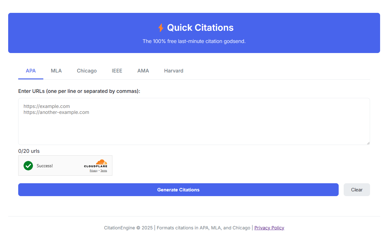 Citation Engine Screenshot 1